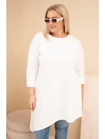 Dámské šaty Plus Size z viskózy s volným střihem a dlouhým rukávem ecru Dámské šaty Plus Size z viskózy s volným střihem a dlouhým rukávem ecru