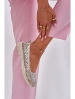 Kožené Prodyšné Lehké Baletky Zlaté Leaneila