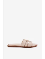 Ploché Dámské Pantofle Se Zlatým Detalem Béžové Noroti