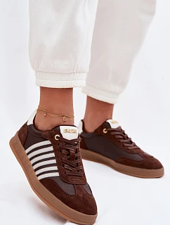 Dámské tenisky z pravé kůže a semiše Big Star TT274715 Čokoládové