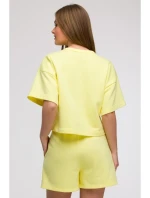 B294 Oříznutá mikina s krátkým rukávem - citronová