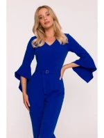 S416 Kombinéza s volánkovými rukávy - královská modř