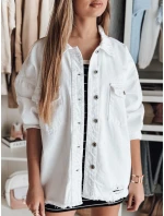 Dámská oversize džínová bunda JUSTDEM bílá FashionStreet TY4903 Dámská oversize džínová bunda JUSTDEM bílá FashionStreet TY4903