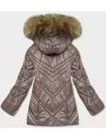 Dámská bunda v barvě cappuccino pro přechodné období s kapucí (H-97-1)