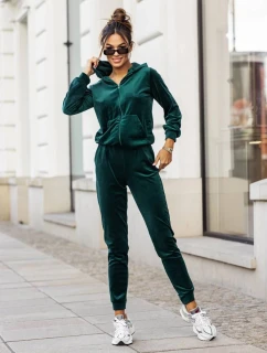 Dámská tepláková souprava v lahvově zelené barvě s rozepínací mikinou (829)