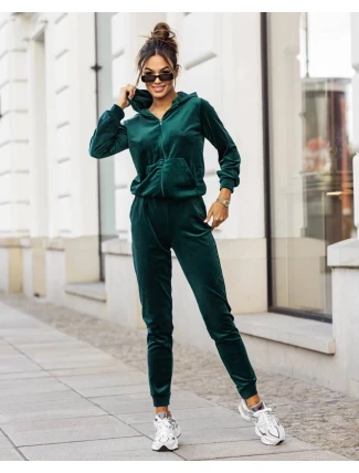 Dámská tepláková souprava v lahvově zelené barvě s rozepínací mikinou (829)