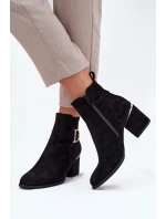 Zateplené dámské boty na podpatku se zlatými prvky černé Ambrine