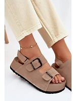 Semišové sandály na platformě Big Star TT274235 Béžové