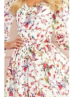 Dámské šaty 305-1 bílé s květy - Numoco