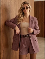 Dámská sako s kostkovaným vzorem v barvě bordó, FashionStreet PY0153 Dámská sako s kostkovaným vzorem v barvě bordó, FashionStreet PY0153