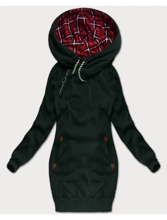 Tmavě zelená dlouhá dámská mikina (AMG-738/1) Tmavě zelená dlouhá dámská mikina (AMG-738/1)