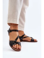 Zazoo 40182 Dámské kožené sandály černé Zazoo 40182 Dámské kožené sandály černé