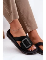 Voňavé Dámské Pantofle S Dekorativní Přezkou Černé ZAXY RR285078