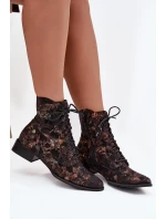 Seminářové vzorované kotníkové boty na ploché podrážce Maciejka 06391-02 Černo-zlaté