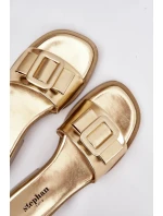 Dámské nazouváky na ploché podrážce s zlatým přezkou Melivra