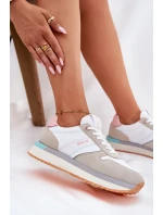 Semišové Dámské Tenisky Big Star RR274A047 HI-POLY SYSTEM Béžovo-Bílé