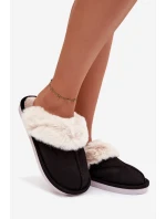 Dámské pantofle s kožešinou Černé Carisse