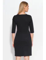 Dámské šaty značkové zdobené v pase knoflíky středně dlouhé černé - Černá - Makadamia Dámské šaty značkové zdobené v pase knoflíky středně dlouhé černé - Černá - Makadamia