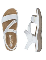 Pohodlné dámské sandály na suchý zip s gumičkami bílé Rieker 64870-81 Pohodlné dámské sandály na suchý zip s gumičkami bílé Rieker 64870-81