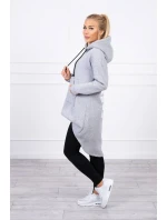 Zateplená mikina s dlouhými zády a kapucí šedá Zateplená mikina s dlouhými zády a kapucí šedá