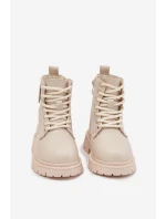 Dívčí kotníkové boty s ouškem s kožešinou LOVE béžové Rosaira