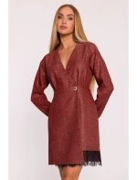 M871 Zavinovací šaty z tvídu - bordó M871 Zavinovací šaty z tvídu - bordó