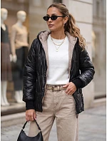 Dámská prošívaná přechodová bunda s kapucí, černá, FashionStreet TY5786