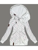 Bílá teplá rozepínací mikina se vzorem kotev (2307)