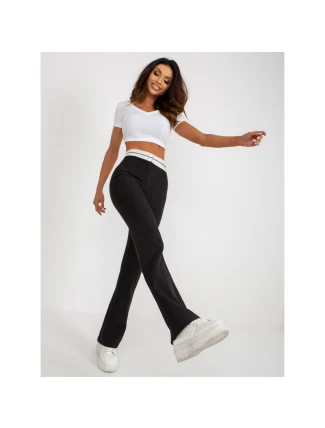 Černé látkové kalhoty do zvonu bez kapes (DHJ-SP-6971.33P)