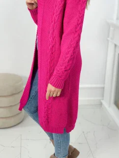 Svetr Cardigan kostkovaný kostkovaný fuchsiový