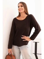 Dámský svetr z viskózy s dlouhým rukávem a kulatým výstřihem hnědý