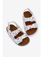 Dětské sandály na korkové podrážce s přezkami ovoce bílé Thessa