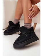 Dámské Sněhule Na Platformě S Kožíškem Typu Beránek Big Star SS274109 Černé Dámské Sněhule Na Platformě S Kožíškem Typu Beránek Big Star SS274109 Černé