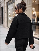 Krátký dámský kabát typu „baranek“ na zip, černý, FashionStreet TY6059 Krátký dámský kabát typu „baranek“ na zip, černý, FashionStreet TY6059