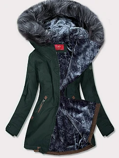 Dámská nepromokavá parka zeleno-šedá (m-923)