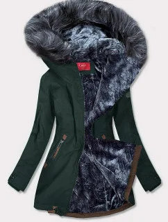 Zeleno-šedá voděodolná dámská bunda parka (m-923)