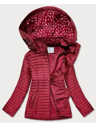 Červená dámská bunda s puntíkovanou podšívkou (SF8981) Červená dámská bunda s puntíkovanou podšívkou (SF8981)
