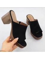 Dámské semišové žabky na jehlách černé Potocki 54309