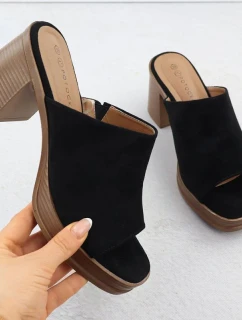 Dámské semišové žabky na jehlách černé Potocki 54309