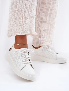 Dámské Kožené Tenisky Na Platformě Vinceza 88018 Bílé