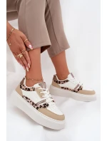 Dámské Tenisky Na Platformě Big Star SS274357 Leopardí Bílá-Bežová