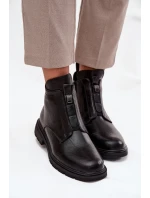 Zateplené dámské boty na zip s ozdobným detailem Černé Roselle