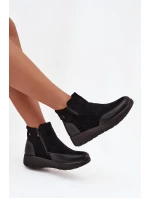 Dámské kotníkové boty na zip Vyhřívané kožešinou Černé Breena