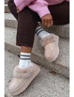 Ženské Sněhule Na Platformě S Kožešinou A Přezkou Béžové Querina