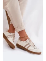 Zazoo N1068 Kožené Nízké Dámské Tenisky Béžové