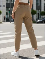 Dámské džíny s páskem mom fit tmavě béžové FashionStreet UY2878