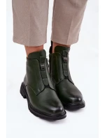 Zateplené dámské boty na zip s ozdobným prvkem tmavě zelené Roselle Zateplené dámské boty na zip s ozdobným prvkem tmavě zelené Roselle