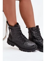 Kožené dámské kotníkové boty s efektem mačkání a sponou Artiker 57C1008 Černé