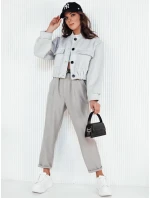 Dámská bunda bomber HONES světle šedá FashionStreet TY4141 Dámská bunda bomber HONES světle šedá FashionStreet TY4141