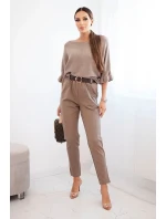 Dámské viskózové kalhoty s páskem a zúženými nohavicemi fango